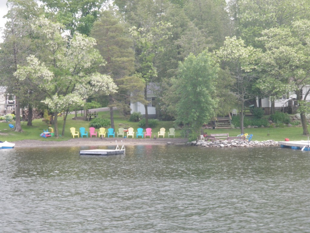 We've now entered cottage country - like the Thousand Islands, multi-coloured Adirondack chairs abound.